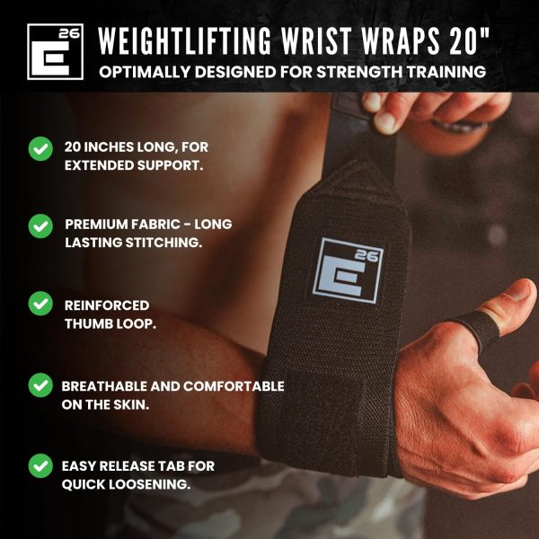 Element 26 Wrist Wraps Black Rubber Support for Athletes-1
