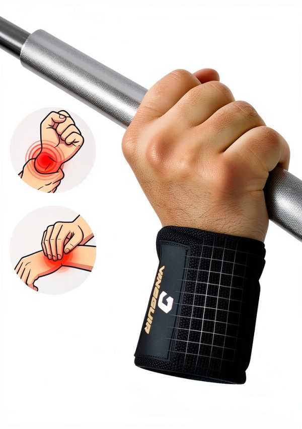 Vinsguir Weightlifting Wrist Wraps Black Polyester-2