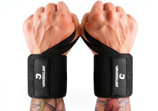Vinsguir Weightlifting Wrist Wraps Black Polyester-0