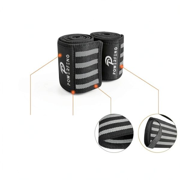Powerfeng Elbow Wraps for Weightlifting Gray Nylon-5