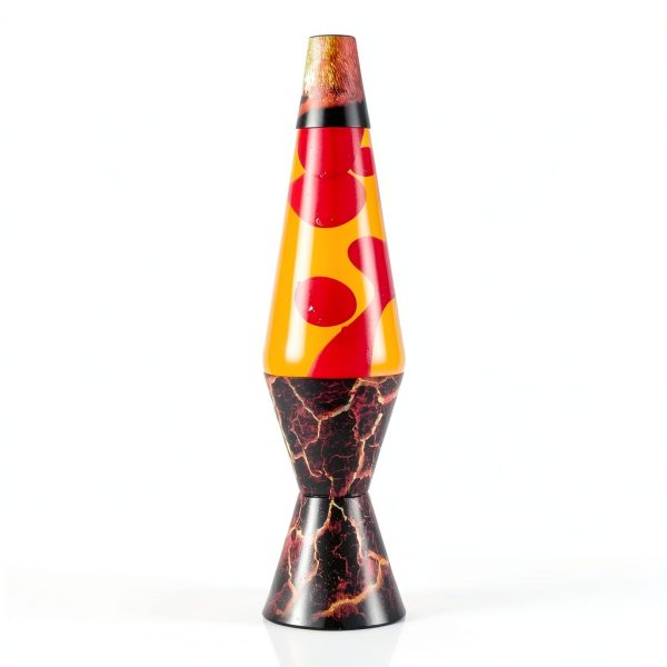 Lava Lamp 14in Volcanic Crags Red Wax & Orange Liquid Motion Lamp-7