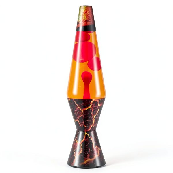 Lava Lamp 14in Volcanic Crags Red Wax & Orange Liquid Motion Lamp-6