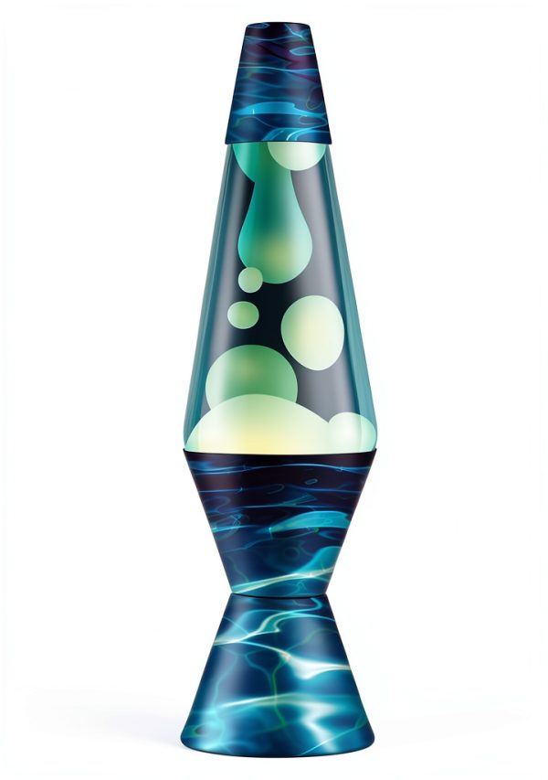 Lava Lamp 14.5" Night Swim Liquid Motion Lamp White Wax Blue Liquid-0