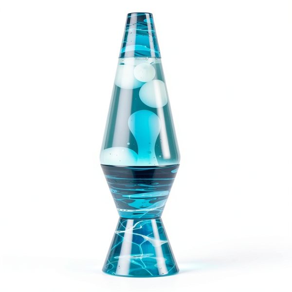 Lava Lamp 14.5" Night Swim Liquid Motion Lamp White Wax Blue Liquid-3
