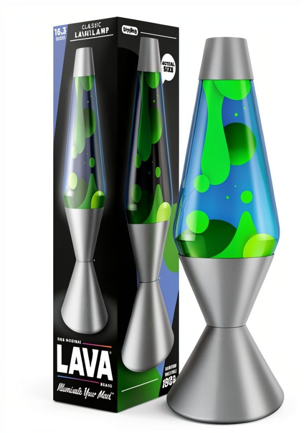Lava Lamp Emerald Tide 16.3in Liquid Motion Lamp Yellow Wax Green-0