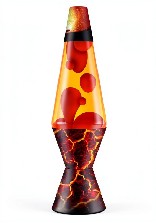 Lava Lamp 14in Volcanic Crags Red Wax & Orange Liquid Motion Lamp-0