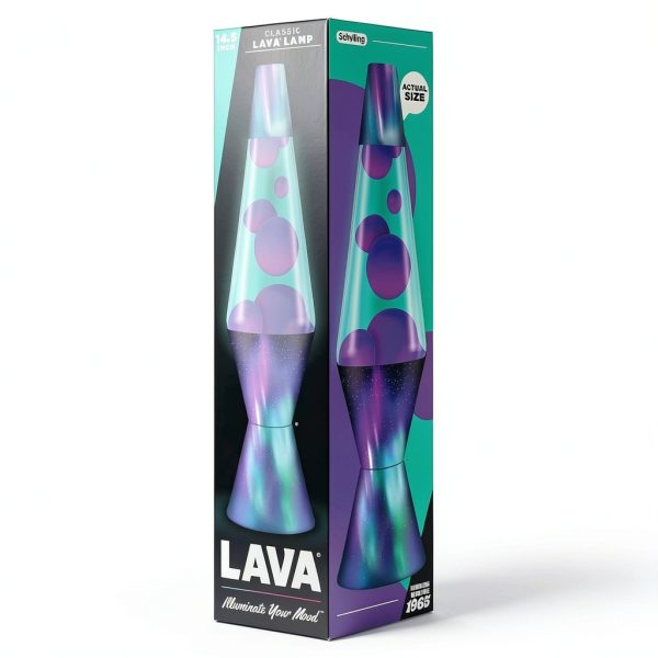 Lava Lamp Aurora Borealis 14.5" Purple Wax Liquid Motion Lamp - Retro-8